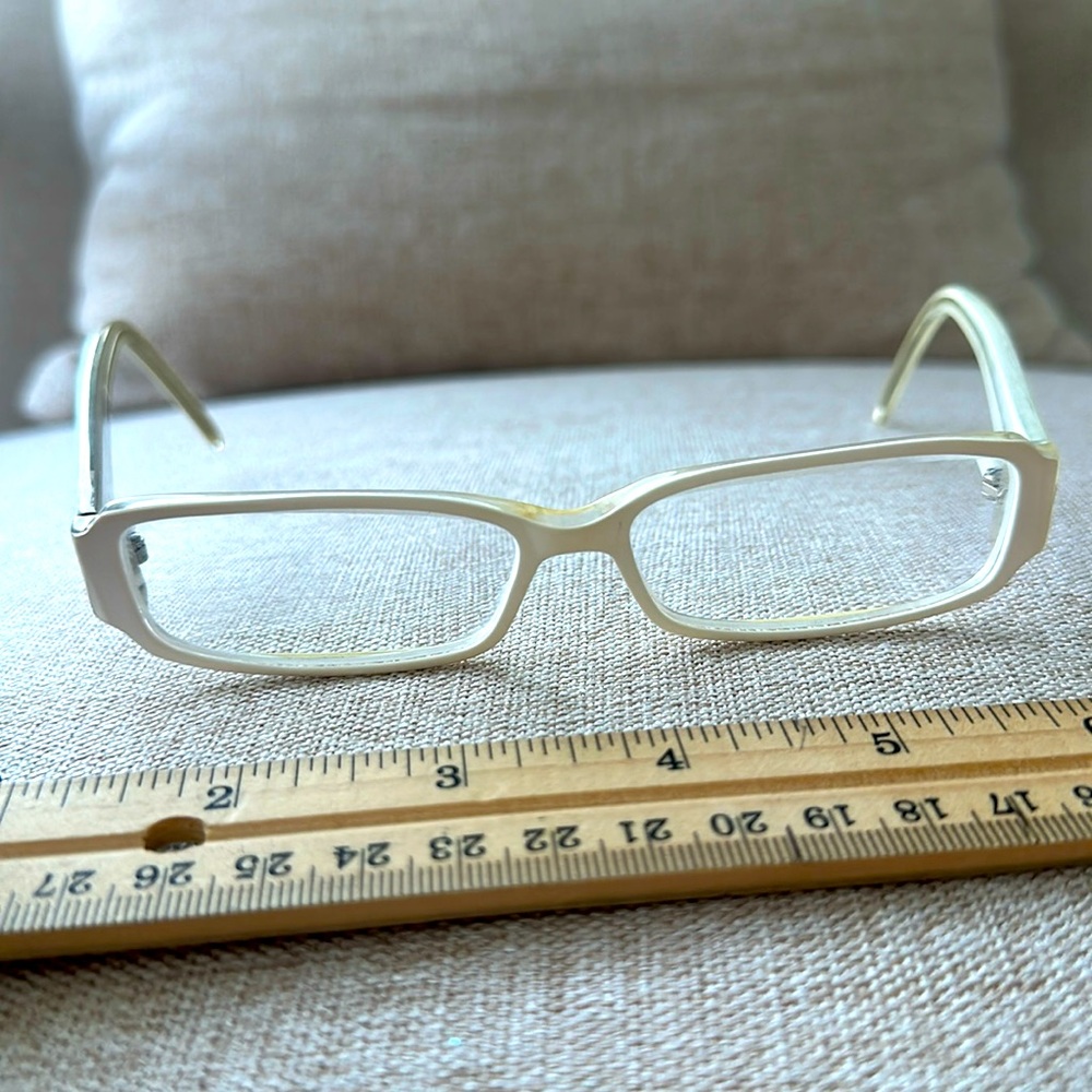 Fendi Cream Rectangular Glasses With Crystal Deta… - image 4